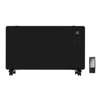 electriQ 2000W Black Designer Glass Heater Wall Mountable Low Energy with Smart WiFi Alexa - Ultra Slim only 8cm Bathroom Safe IP24